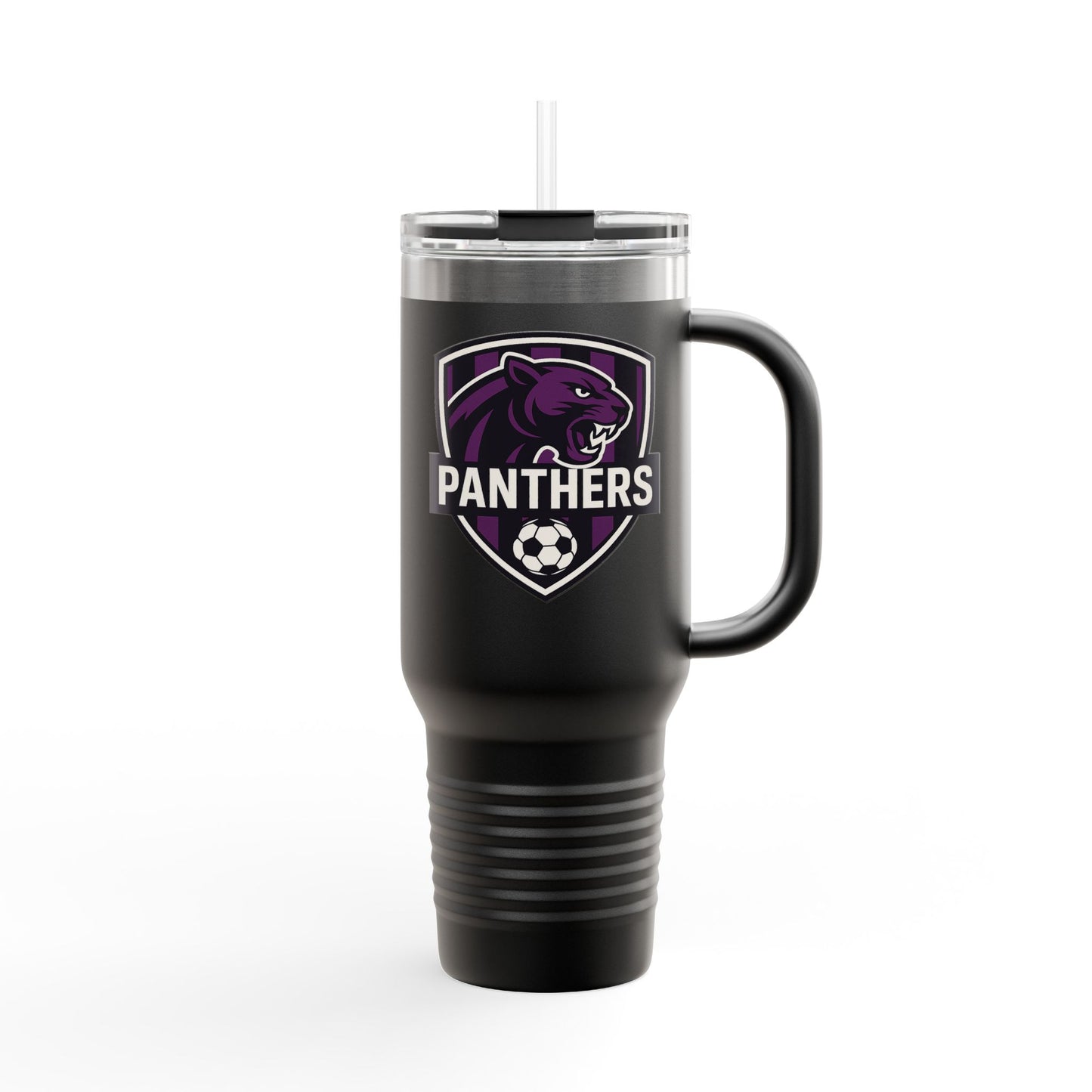 Custom Panthers Insulated Travel Mug - 40oz Soccer Design, Perfect for Sports Fans