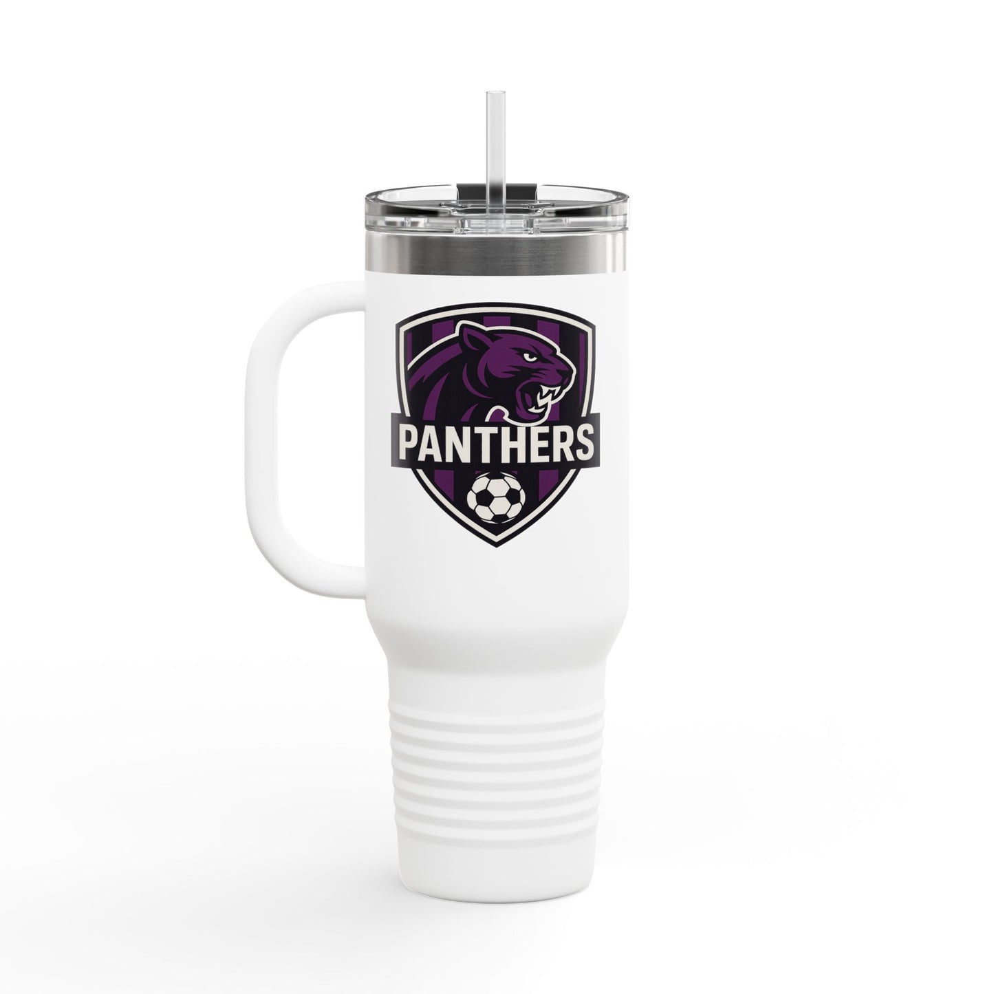 Custom Panthers Insulated Travel Mug - 40oz Soccer Design, Perfect for Sports Fans