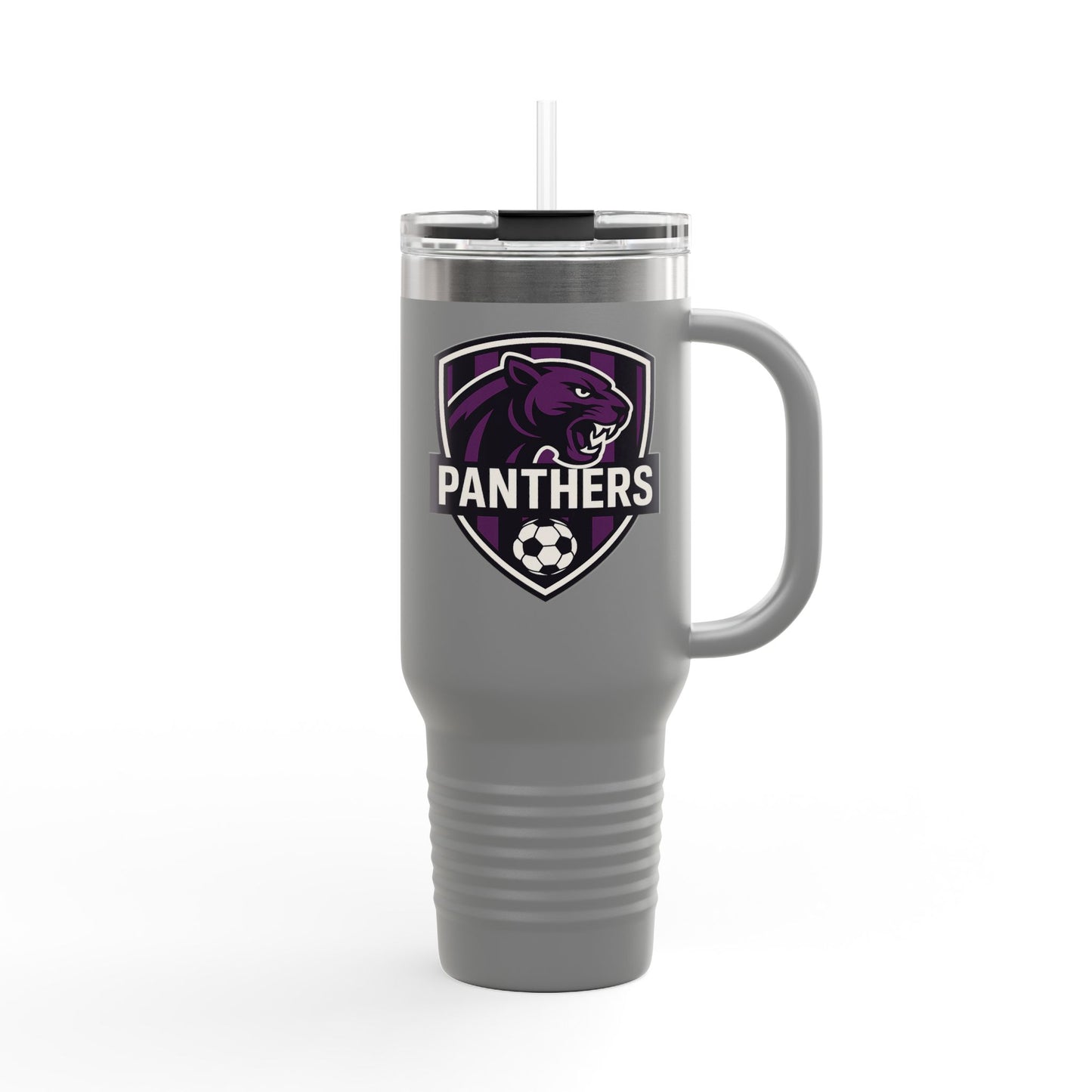 Custom Panthers Insulated Travel Mug - 40oz Soccer Design, Perfect for Sports Fans