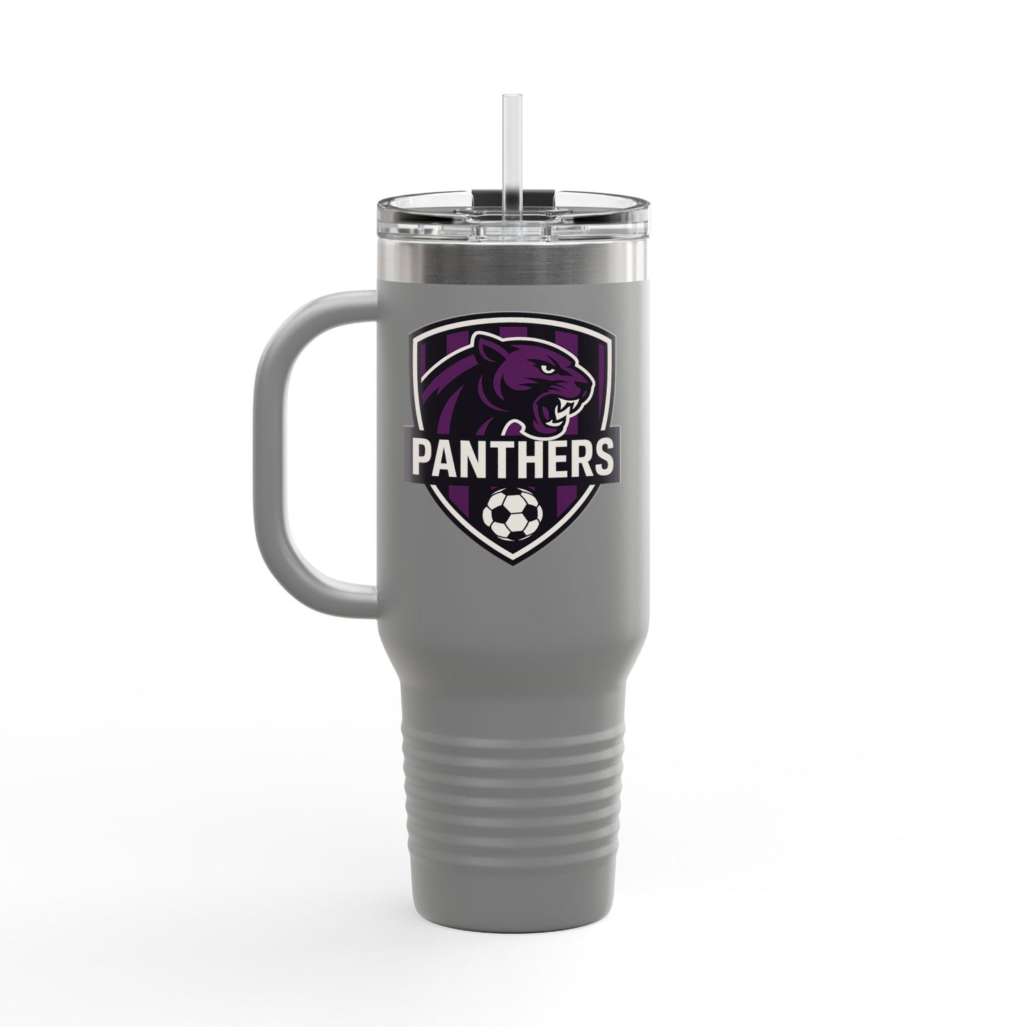 Custom Panthers Insulated Travel Mug - 40oz Soccer Design, Perfect for Sports Fans